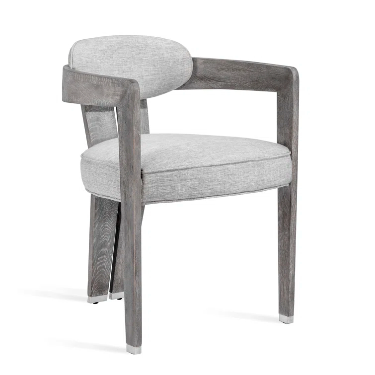 Maryl 20'' H Linen Upholstered Oak Armchair