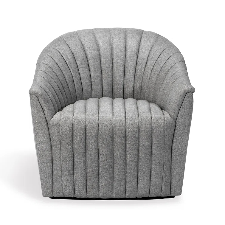 Channel Upholstered Swivel Barrel Chair