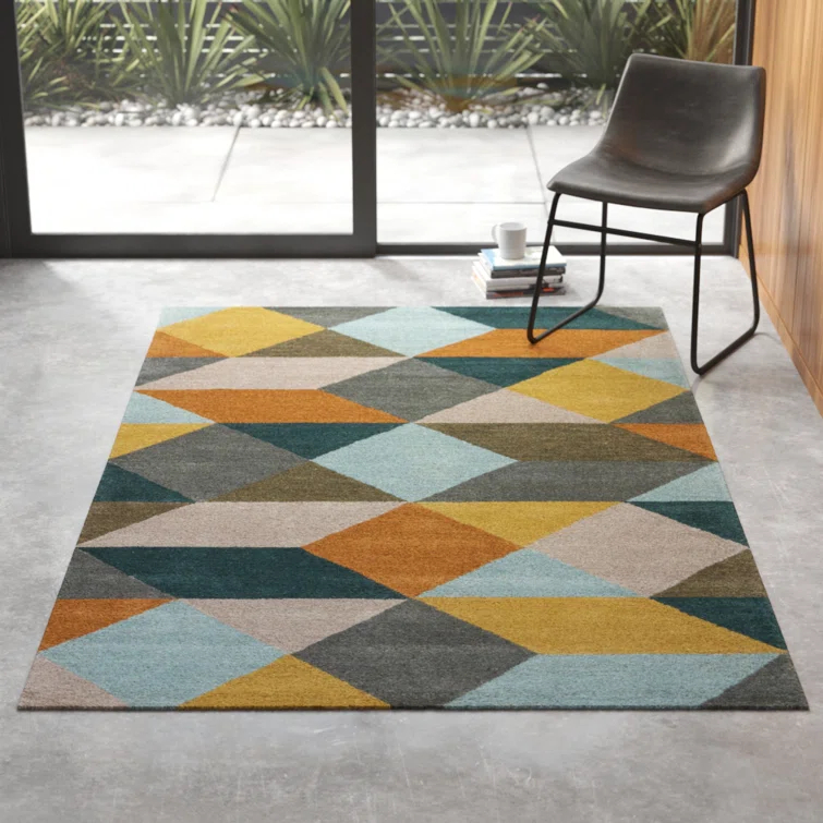 Eton Hand Tufted Wool Yellow/Gray/Orange Rug