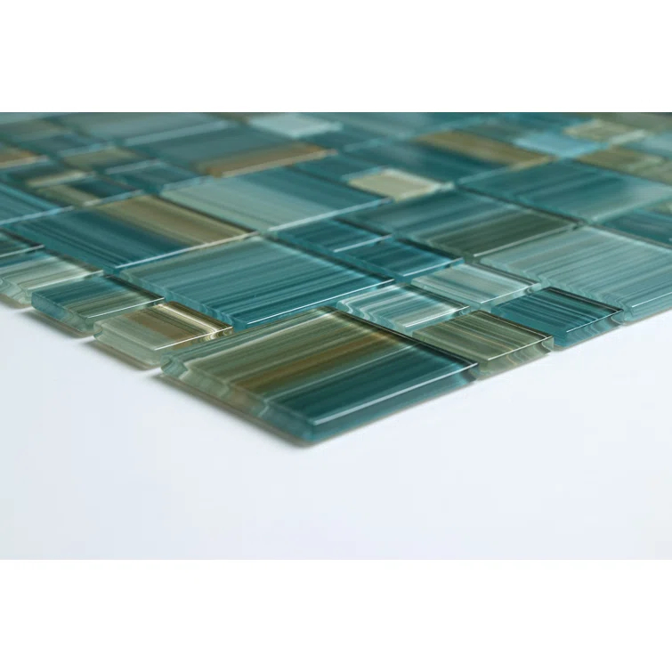Swimming Pool Random Sized Straight Edge Glass Mosaic Tile