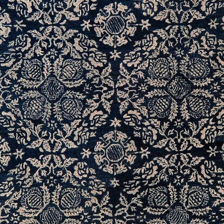 Blue and Gray Rectangular Hand-Tufted Wool Rug