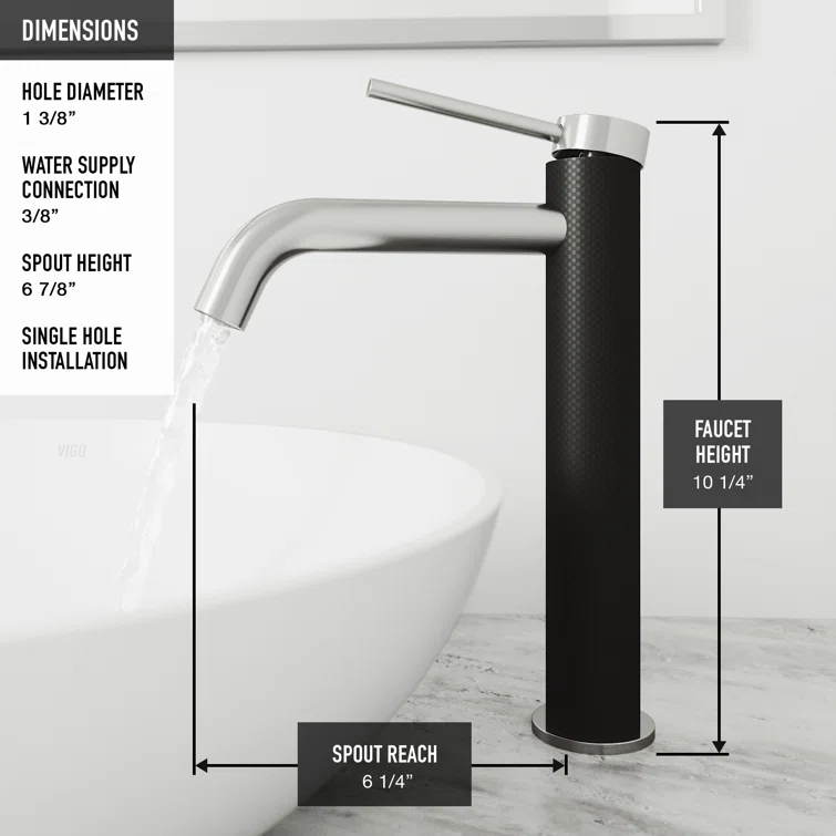 Lexington 10" H Single Handle Vessel Sink Bathroom Faucet