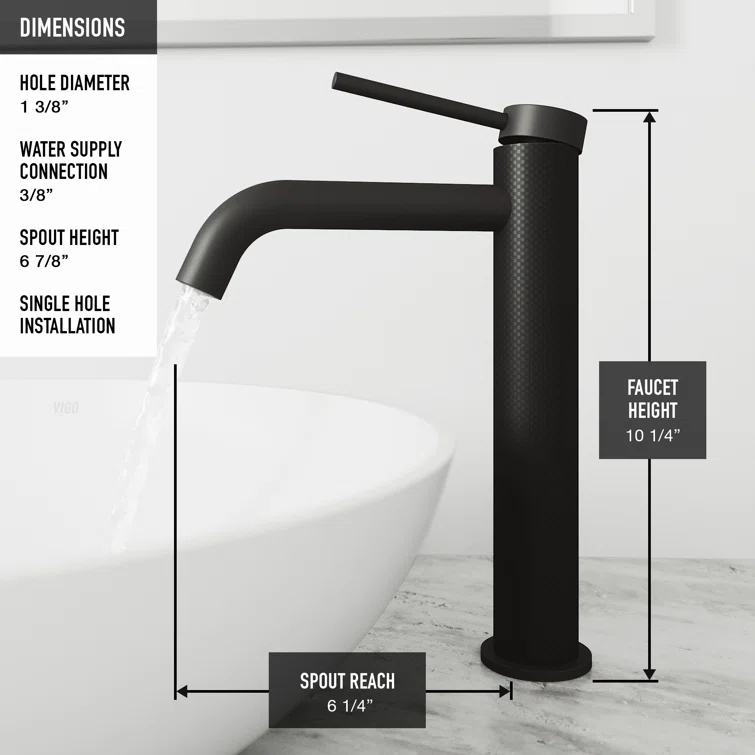 Lexington Single Handle Single-Hole Bathroom Vessel Faucet with Carbon Fiber