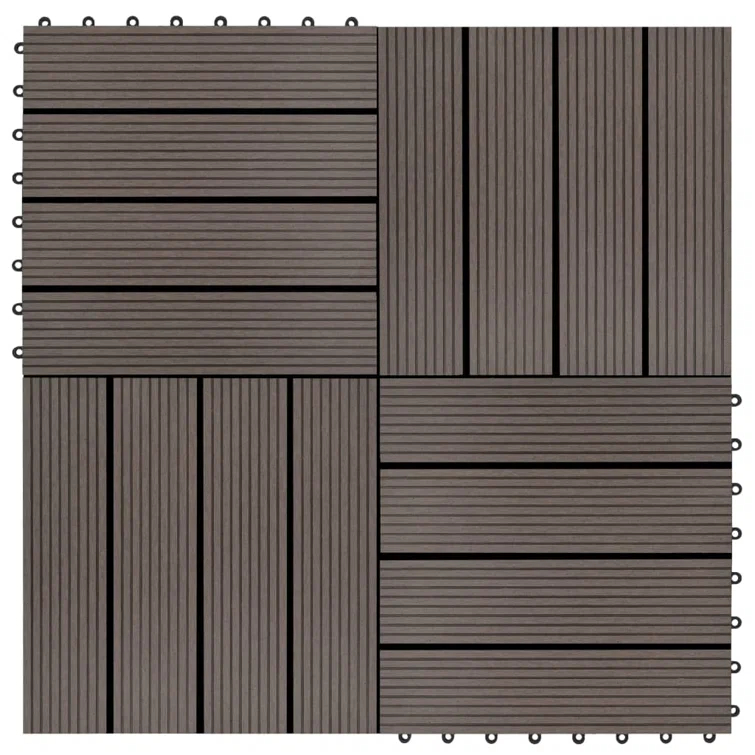VidaXL 11 Pieces Decking Tiles WPC 11.8" x 11.8" 1 Sqm