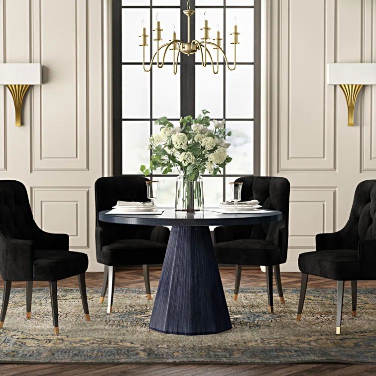 Songhai 47.5" Round Dark Ash Wood Dining Table