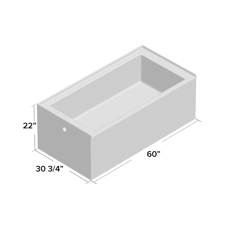 Kingston Brass Aqua Eden 60-Inch Acrylic Rectangular 3-Wall Alcove Tub