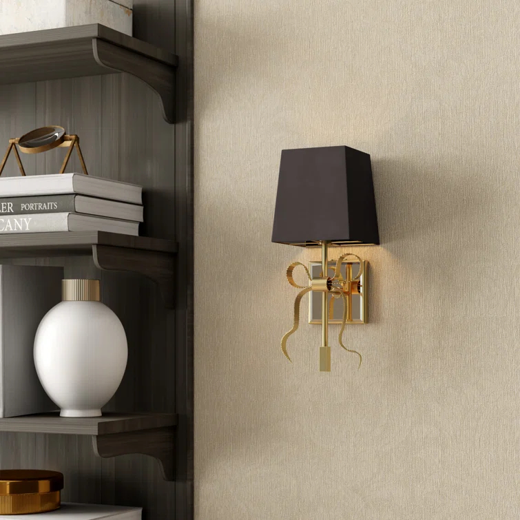 Ellery Gros-Grain 13.5" Polished Nickel Wall Sconce with Cream Shade