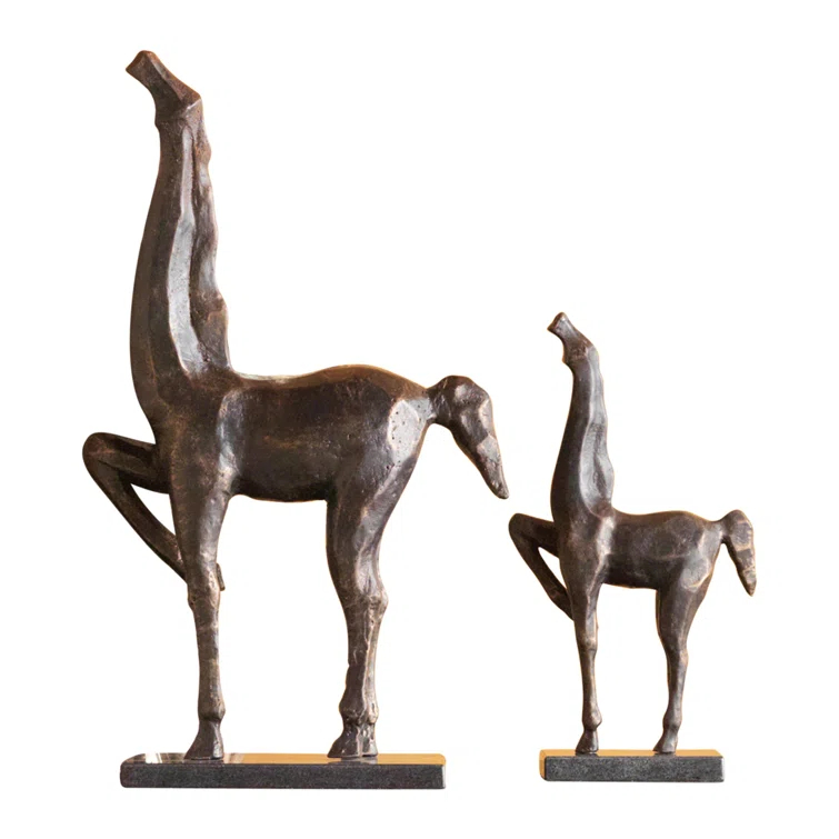 Contemporary Cubist Horse Statue in Bronze Patina Metal, 20.75"H