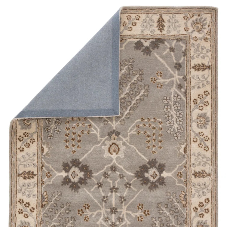 Elegant Gray Hand-Tufted Wool Rectangular Area Rug, 2'x3'