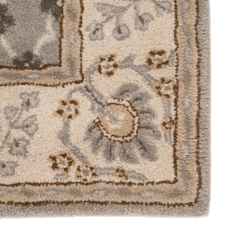 Elegant Gray Hand-Tufted Wool Rectangular Area Rug, 2'x3'