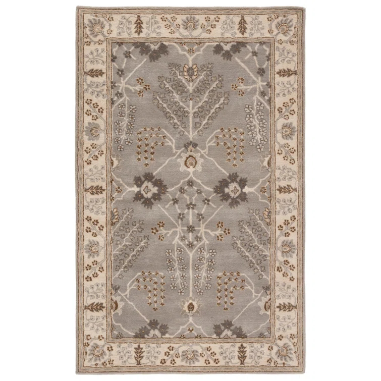 Elegant Gray Hand-Tufted Wool Rectangular Area Rug, 2'x3'