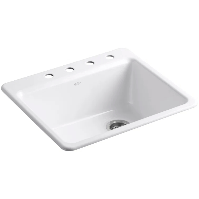 Kohler Riverby 25" L x 22" W x 9-5/8" Bar Kitchen Sink with Basin Rack K-5872-4A1-0