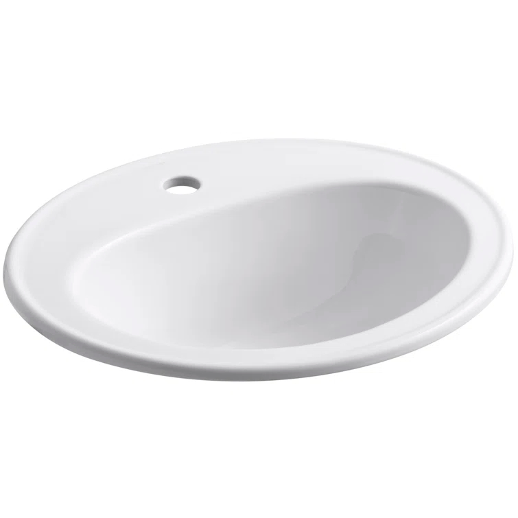 Pennington Ceramic Oval Drop-In Bathroom Sink with Overflow