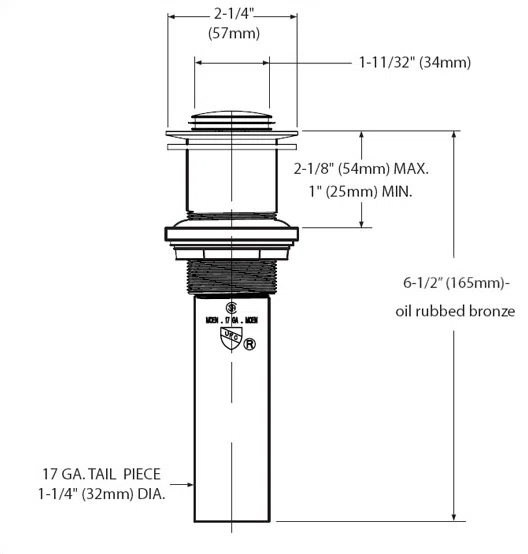 Moen Spring Loaded Push Button Bathroom Drain Assembly, Without Overflow