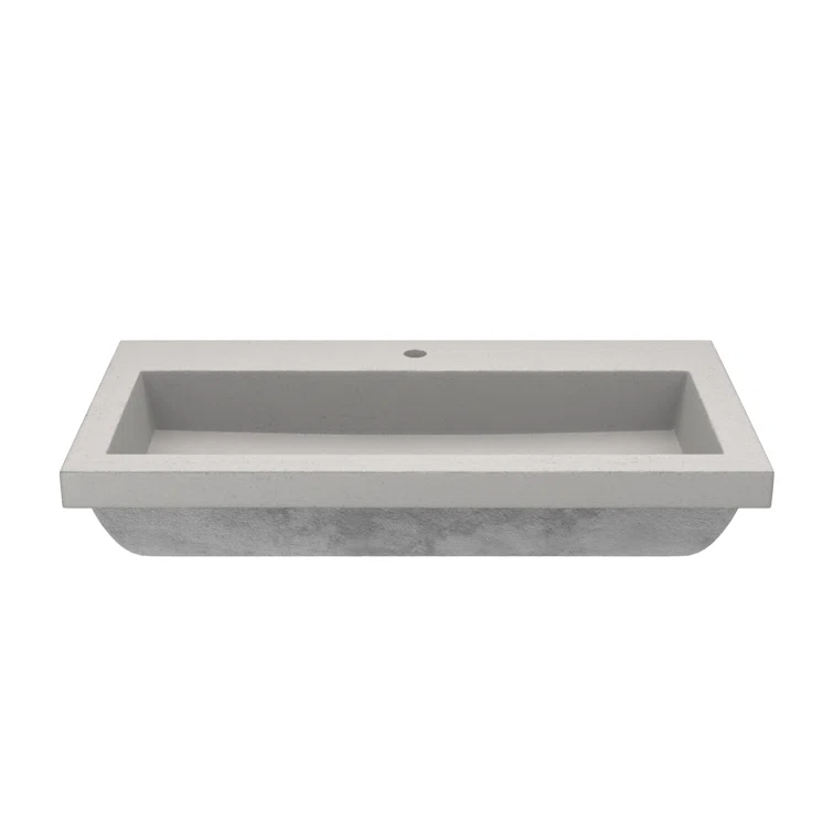 Native Stone Handcrafted Concrete 36" Trough Bathroom Sink