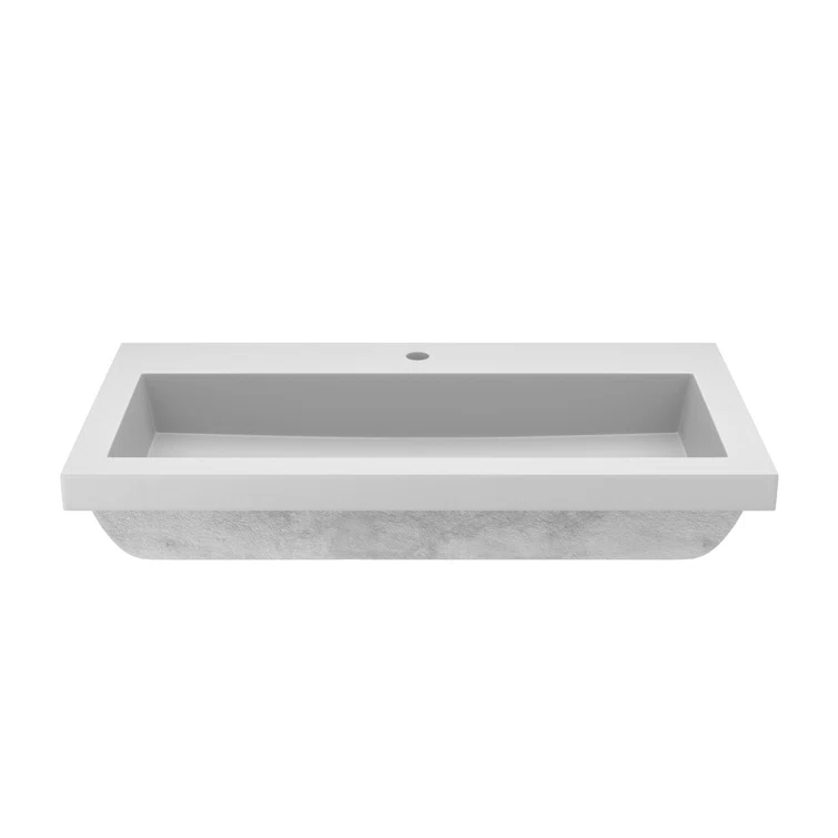 Native Stone Handcrafted Concrete 36" Trough Bathroom Sink