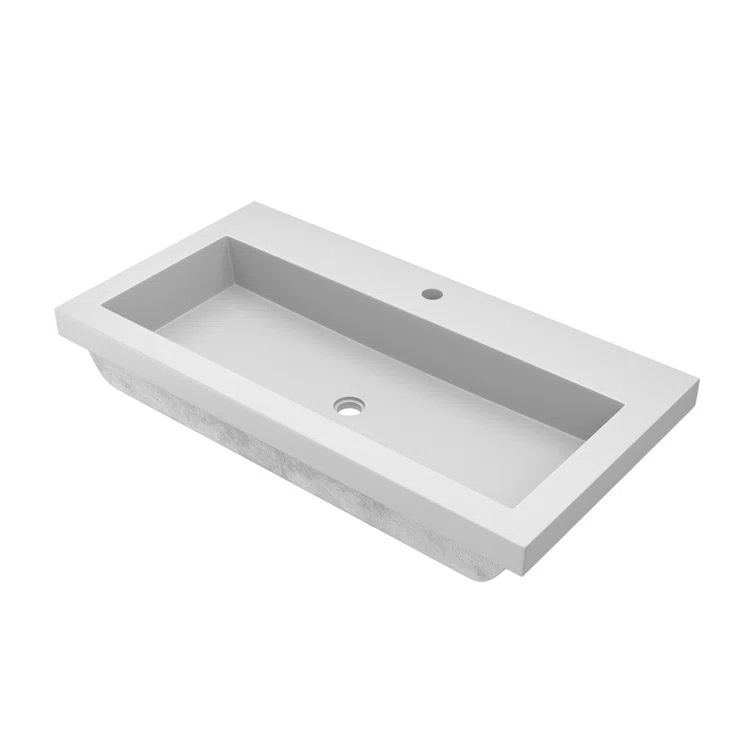 Native Stone Handcrafted Concrete 36" Trough Bathroom Sink
