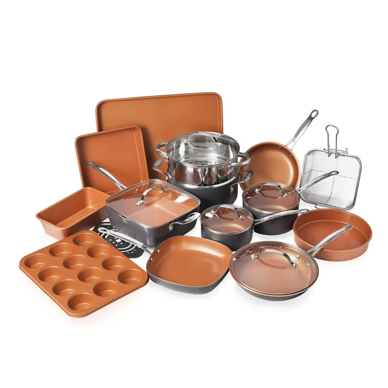 Gotham Steel 20 Piece Nonstick Cookware and Bakeware Set, Stay Cool Handles, Oven & Dishwasher Safe