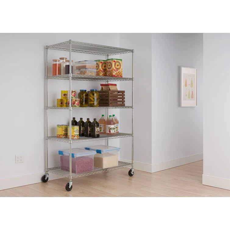 Trinity TRINITY EcoStorage 5-Tier NSF Steel Wire Shelving Unit w/ Wheels (48 in. W x 24 in. D)