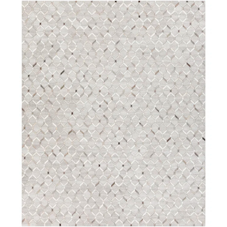Gray Geometric Handmade Viscose and Cotton Area Rug 8' x 10'