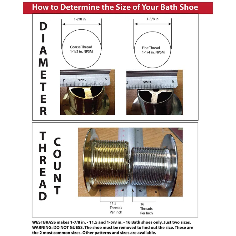 1-1/2" Coarse Thread Tip-Toe Bathtub Leg Drain Trim Set with One-Hole Overflow