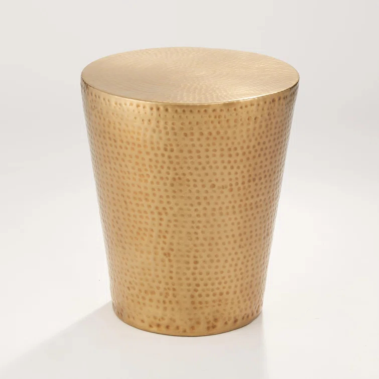 Izmir Hammered Side Table-Antique Brass