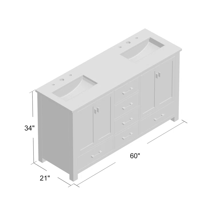 Avanity Modero-V60 Modero 60" Double Free Standing Wood Vanity Cabinet Only - Grey