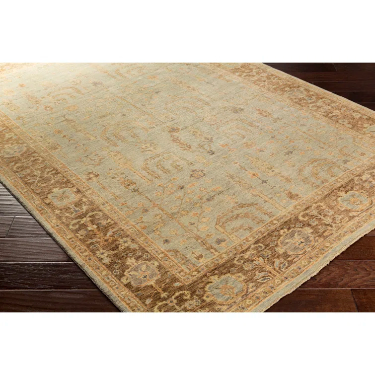 Gray Hand-Knotted Wool Rectangular 9' x 13' Area Rug