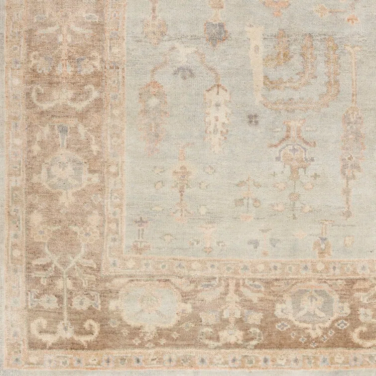 Gray Hand-Knotted Wool Rectangular 9' x 13' Area Rug