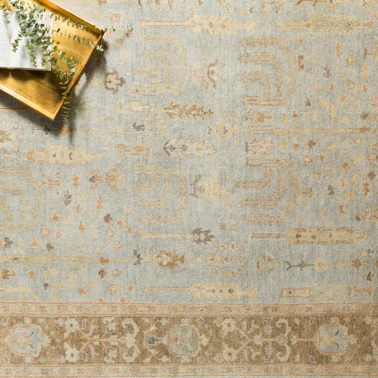 Gray Hand-Knotted Wool Rectangular 9' x 13' Area Rug