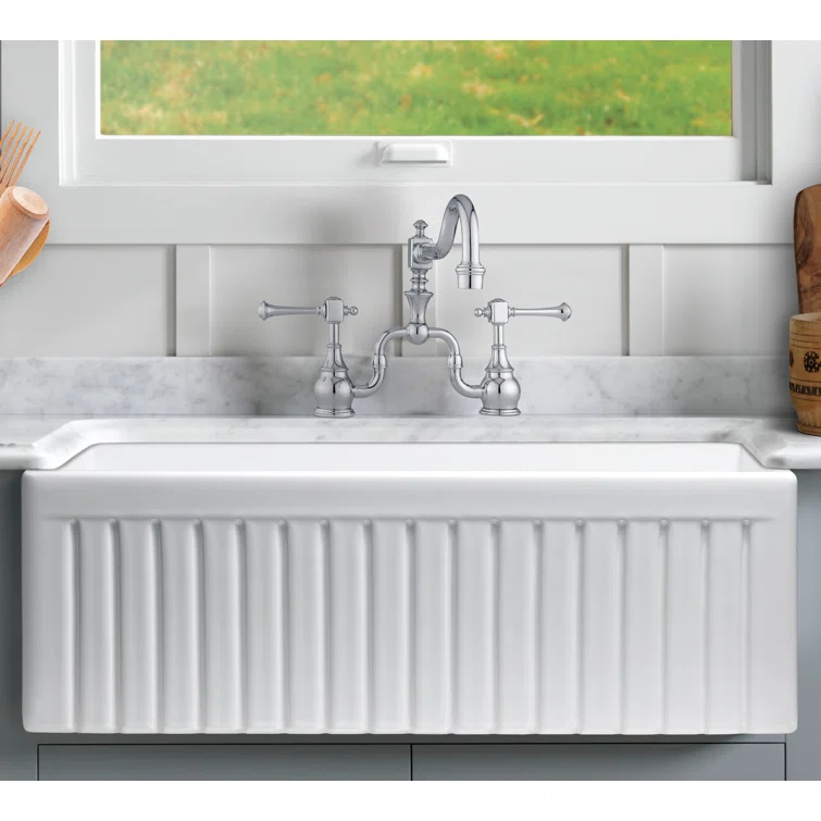 Sutton Place Fireclay 32.99" L x 18.11" W Farmhouse Kitchen Sink