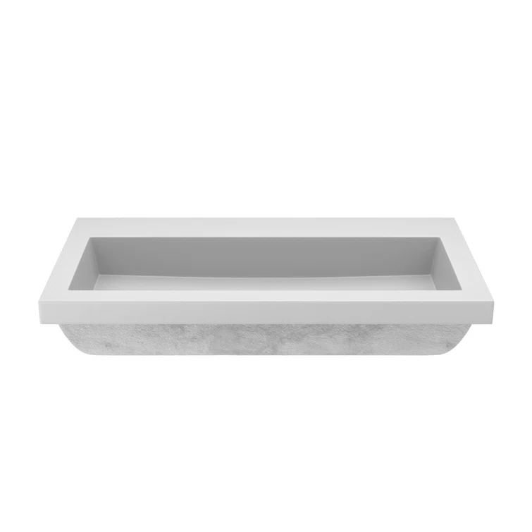 Native Stone Handcrafted Concrete 36" Trough Bathroom Sink