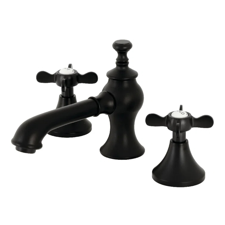 Kingston Brass Essex Two-Handle 3-Hole Deck Mount Widespread Bathroom Faucet with Brass Pop-Up Drain