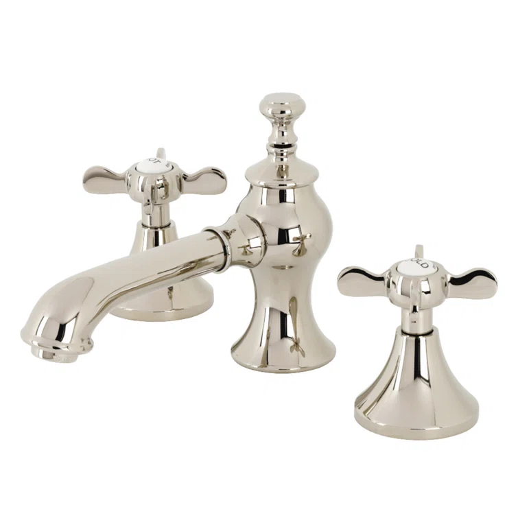 Kingston Brass Essex Two-Handle 3-Hole Deck Mount Widespread Bathroom Faucet with Brass Pop-Up Drain