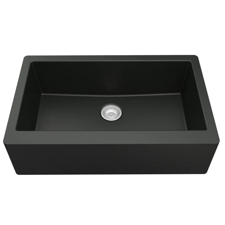 Karran Farmhouse/Apron-Front Quartz Composite 34'' X 21-1/4'' Single Bowl Kitchen Sink
