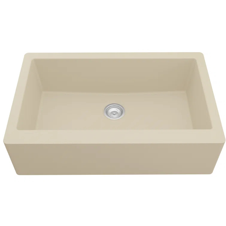 Karran Farmhouse/Apron-Front Quartz Composite 34'' X 21-1/4'' Single Bowl Kitchen Sink