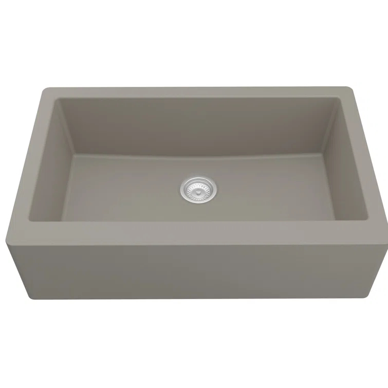 Karran Farmhouse/Apron-Front Quartz Composite 34'' X 21-1/4'' Single Bowl Kitchen Sink