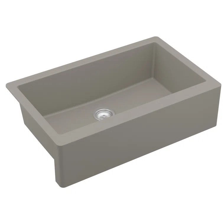Karran Farmhouse/Apron-Front Quartz Composite 34'' X 21-1/4'' Single Bowl Kitchen Sink