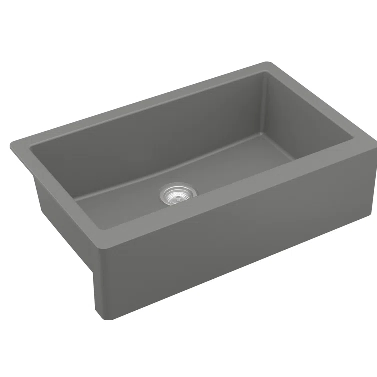 Karran Farmhouse/Apron-Front Quartz Composite 34'' X 21-1/4'' Single Bowl Kitchen Sink