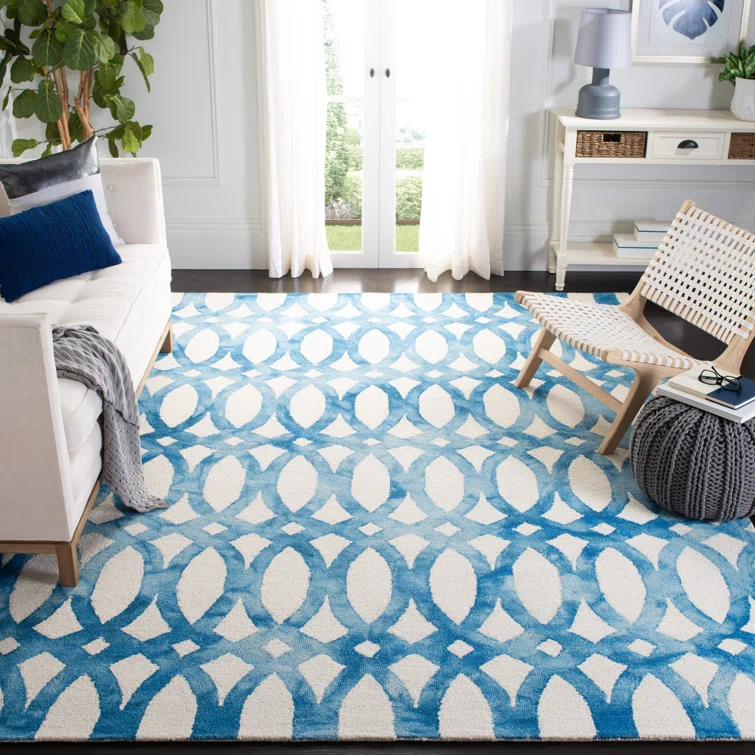 Amekia Hand Tufted 80% Wool, 20% Cotton Geometric Rug