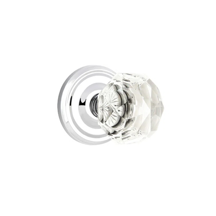 Emtek Passage Knobset w/ Regular Rosette and Diamond Glass Knob