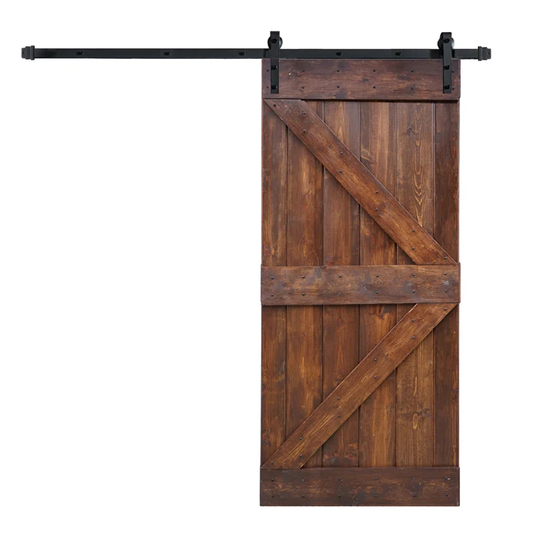 Paneled Wood and Metal K Series DIY Knotty Barn Door with Installation Hardware Kit