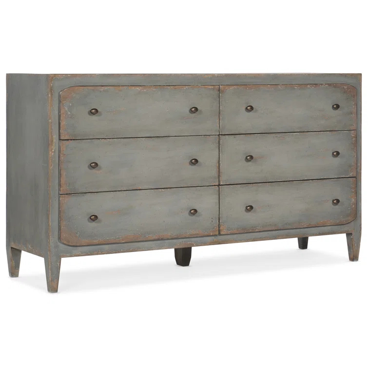 CiaoBella Transitional Gray 68" Double Dresser with Dovetail Drawers