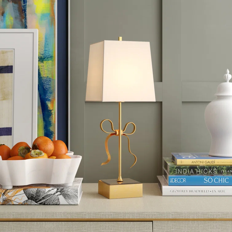 Ellery Adjustable Gold and Cream Outdoor Table Lamp