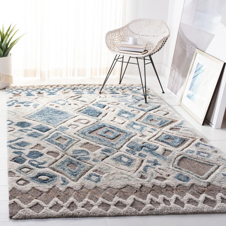 Adelone Shag Hand Tufted Wool Southwestern Rug