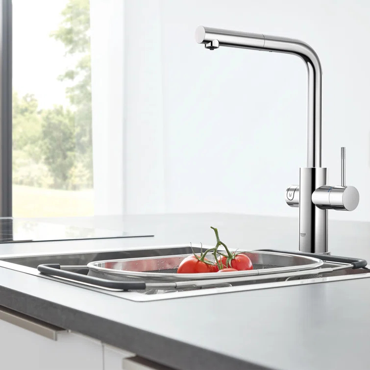 Blue Pull Out Single Handle Kitchen Faucet with Accessories