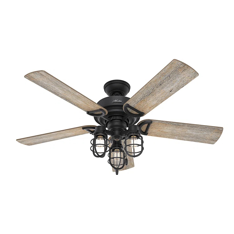 52" Starklake 5 - Blade Outdoor Standard Ceiling Fan with Pull Chain and Light Kit Included