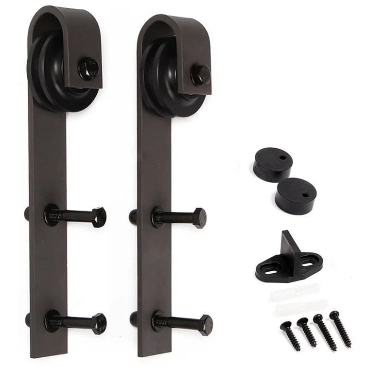 Paneled Wood and Metal K Series DIY Knotty Barn Door with Installation Hardware Kit