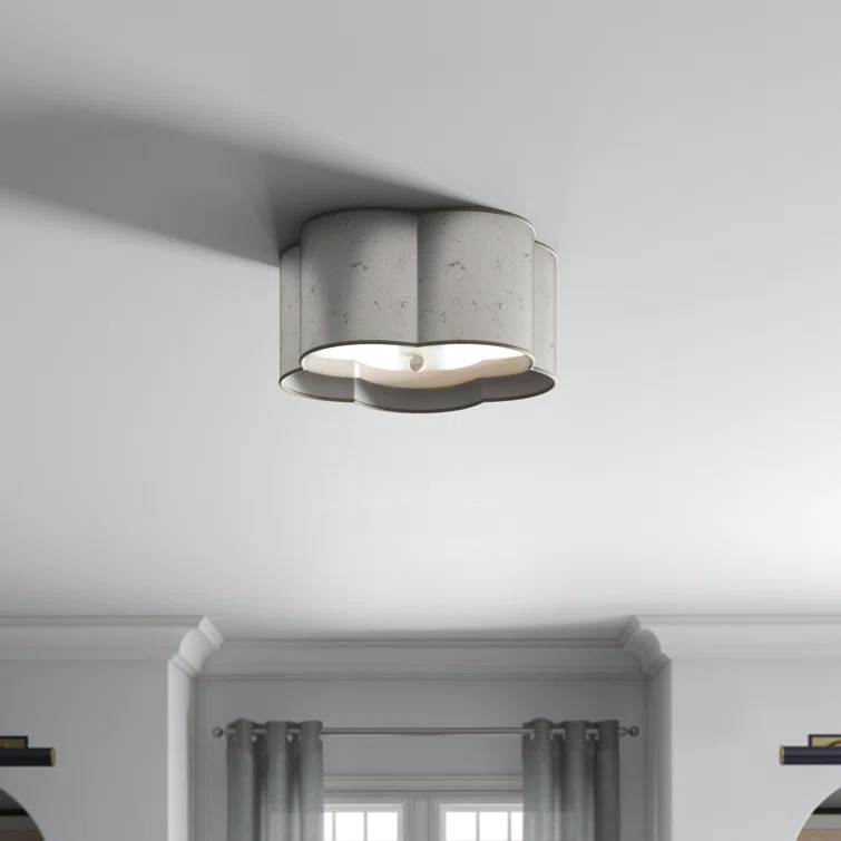 Gold and White Glass Flower Flush Mount Ceiling Light