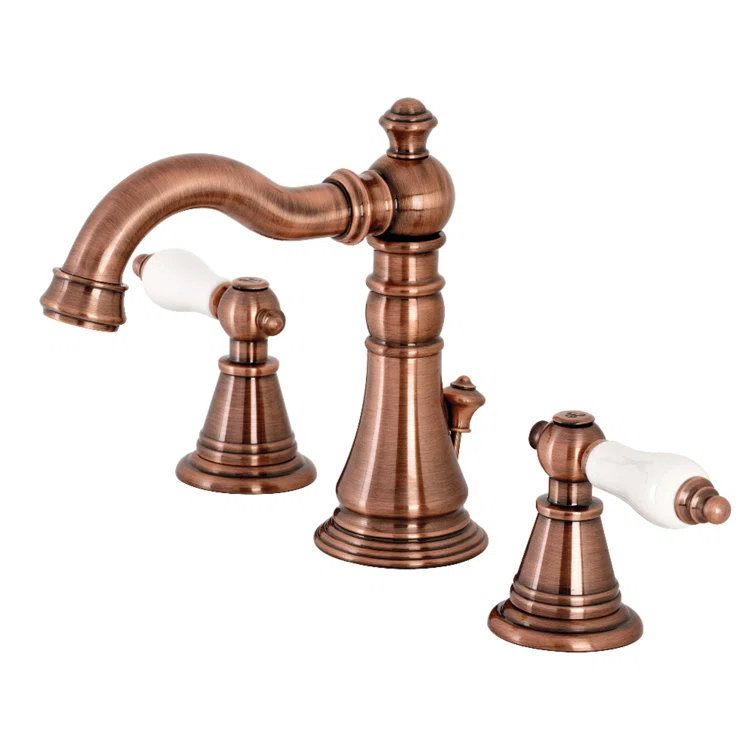 Kingston Brass English Classic Two-Handle 3-Hole Deck Mount Widespread Bathroom Faucet with Pop-Up Drain